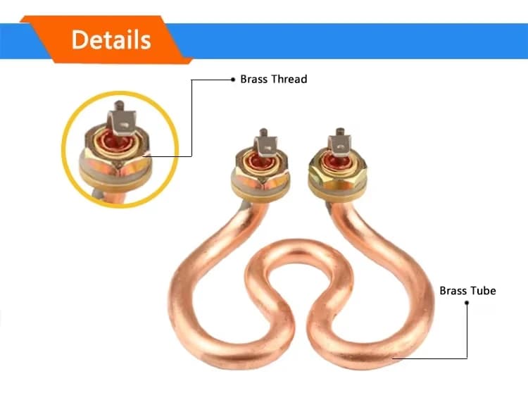 600W 220V 2U Brass Heating Element Horseshoe Type For Coffee Maker Electric Kettle Replacement Part