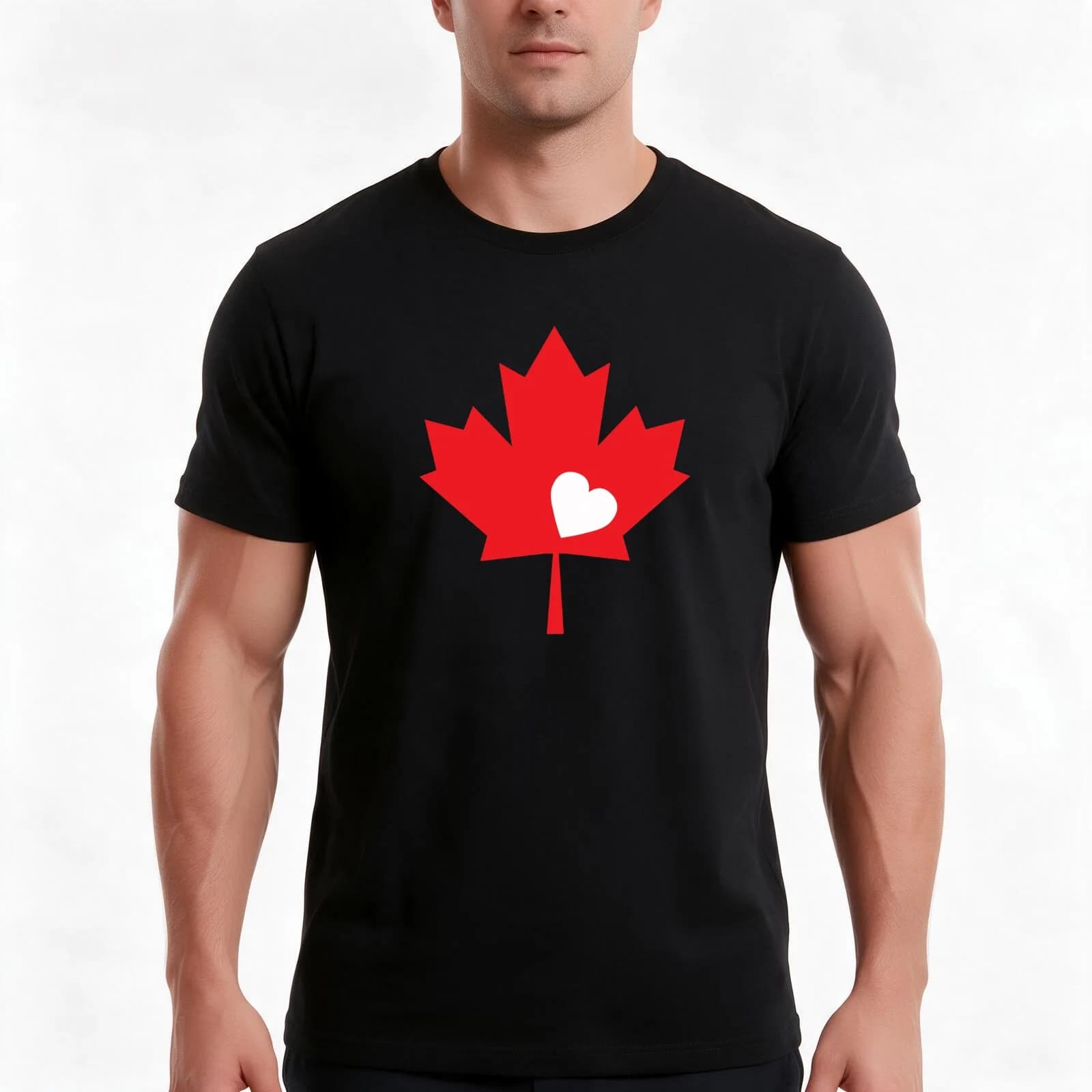 Canada Day Maple Leaf With Heart Gift for Canadian Friend T-Shirt, Summer Casual Cotton Tee, Oversized Streetwear Tops