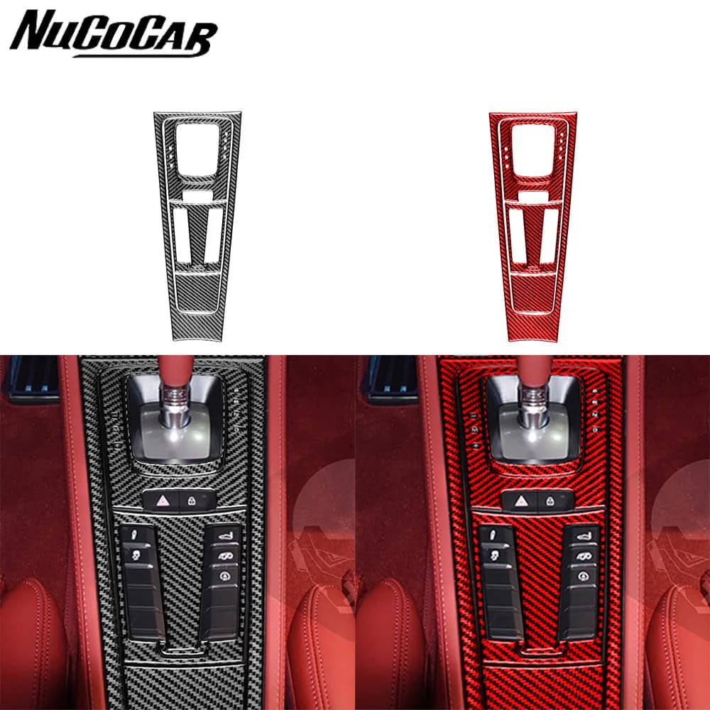 For Porsche Boxster Cayman 718 982 2016-2022 Carbon Fiber Gear Shift Panel Cover Car Interior Accessories Decorative Stickers