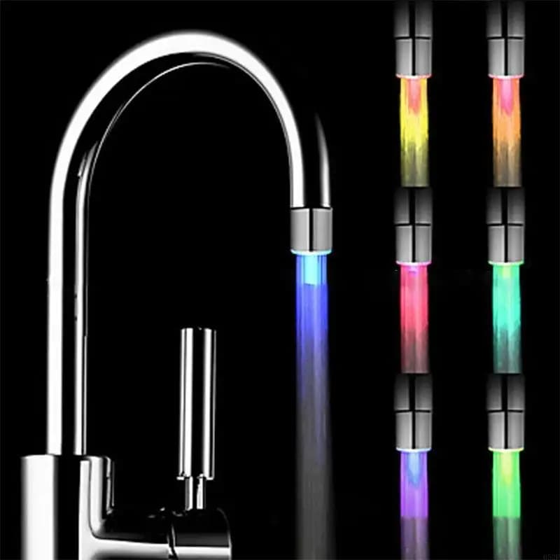 3-color Temperature Sensitive Faucet Light Led Light Change Water Tap Temperature Sensor with Converter for Kitchen Sink