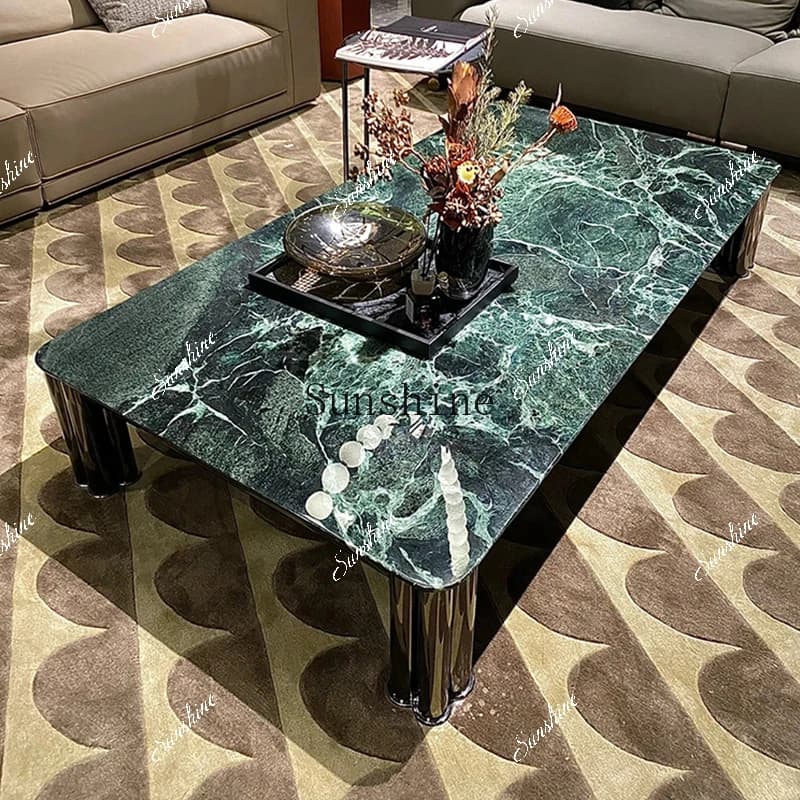 Design living room household simple modern Italian large flower green luxury stone large apartment natural coffee table  FT