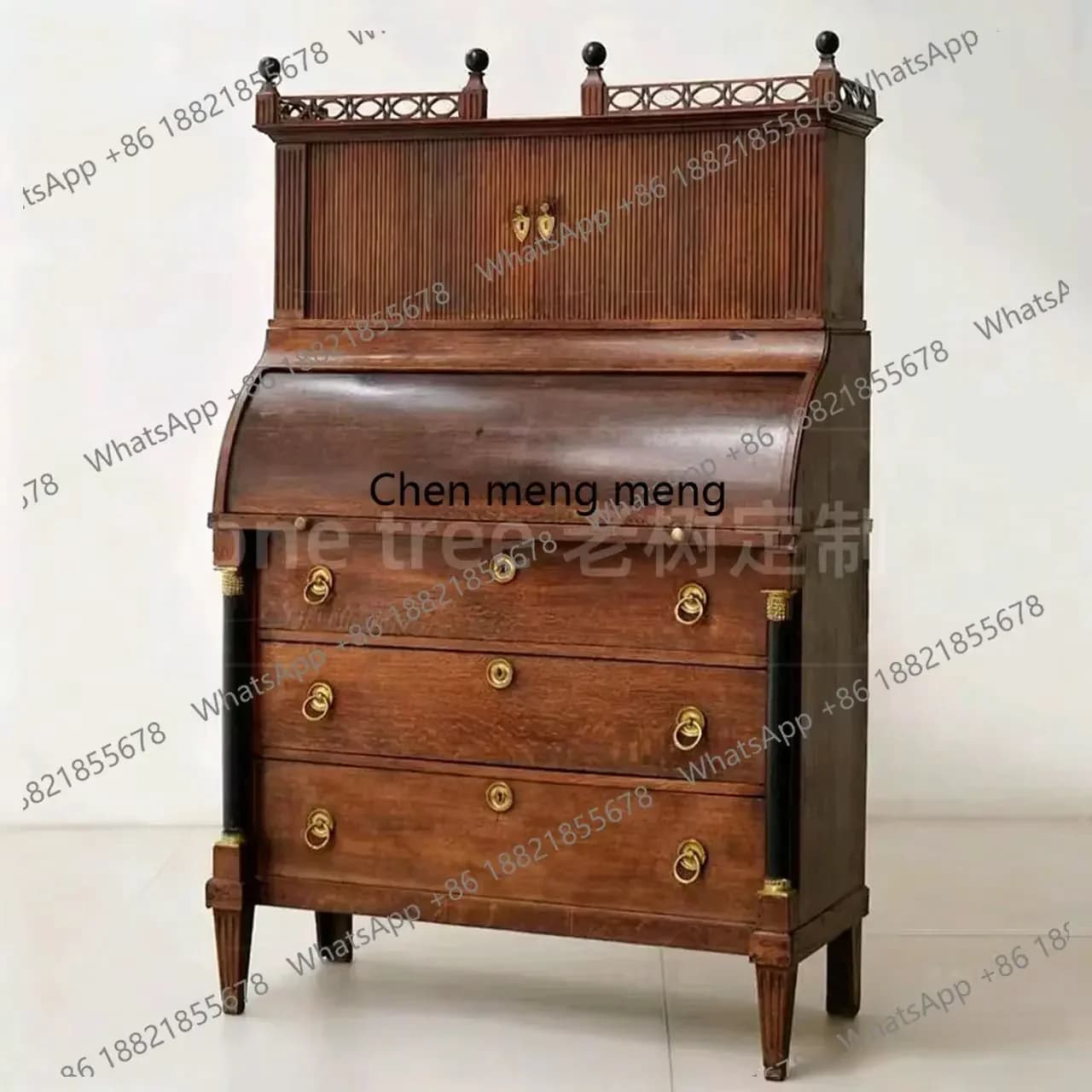 ZJFrench vintage solid wood chest of drawers living room wall storage cabinet display decorative cabinet