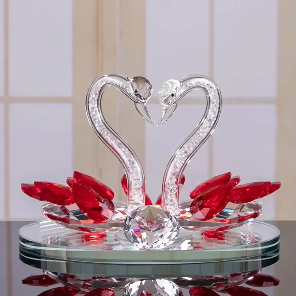 Crystal Swan Figurines Glass Swans Ornaments Animal Paperweight Diamond Crafts Table Home Decoration Crafts Miniature Gifts