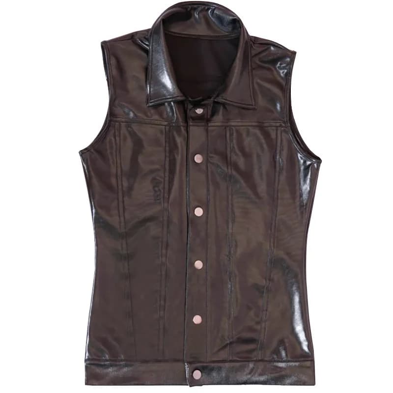 Men's Glossy Vest Stretchy Club Stage Performance Slim Fit Fashionable Utility Stylish