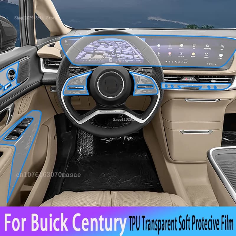 For Buick Century 2023-2024 Car Interior Protector Anti Scratch Dashboard GPS Navigation Screen Transparent TPU Protective Film