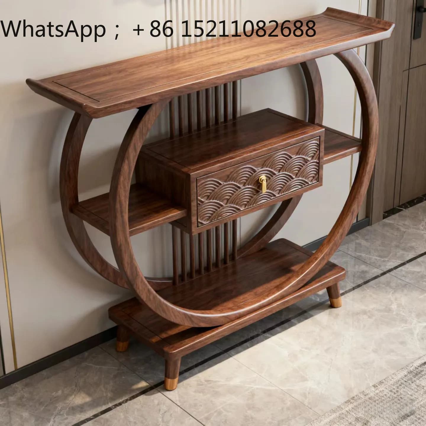 SCY ash wood entrance platform Zhongtang strip case villa living room high-end solid wood entrance foyer table