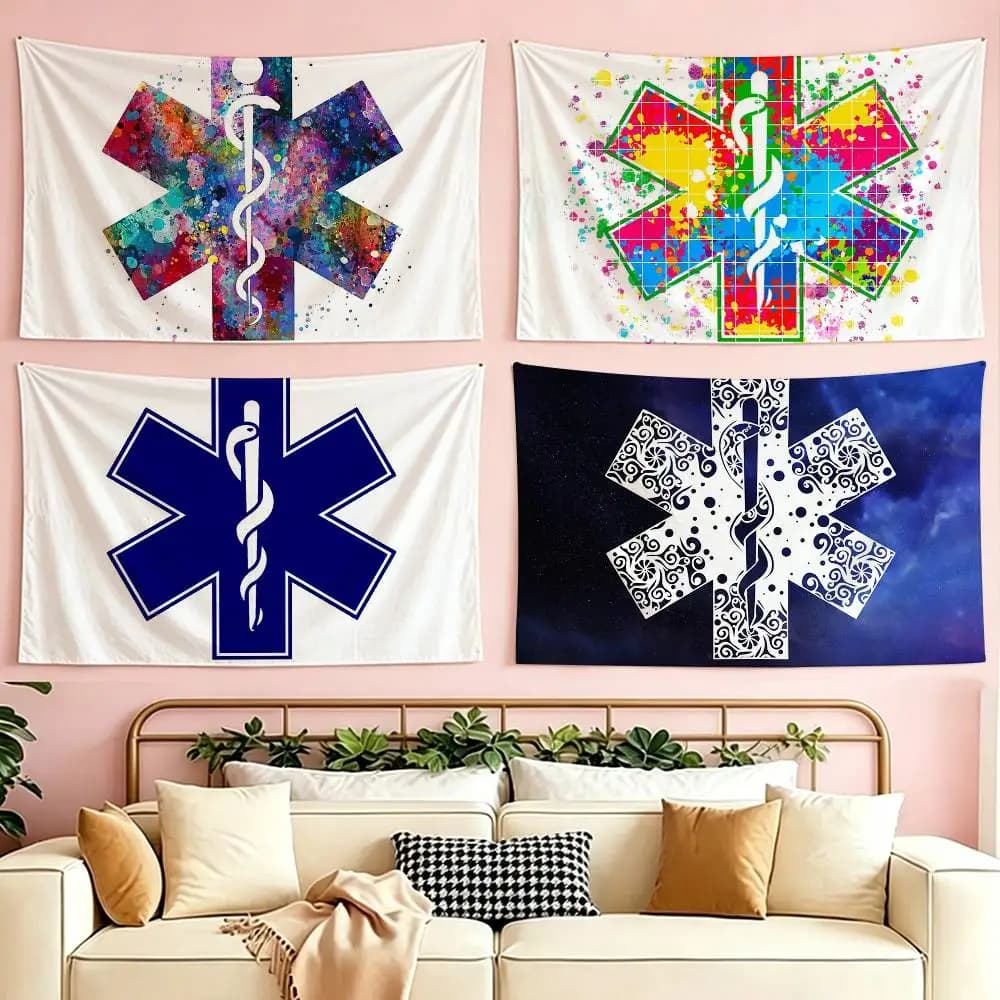 Star of Life flag Suitable For Party Club Outdoor Interior Wall Decoration Banner Fans Gift