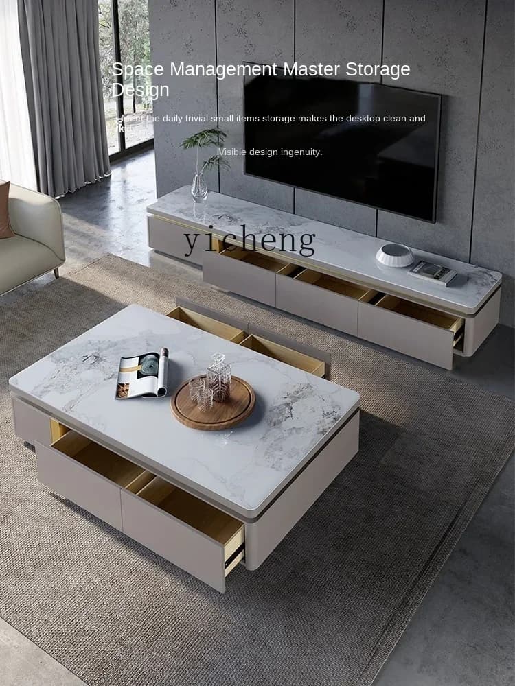 b2 natural microcrystalline stone coffee table light luxury modern marble advanced TV cabinet combination