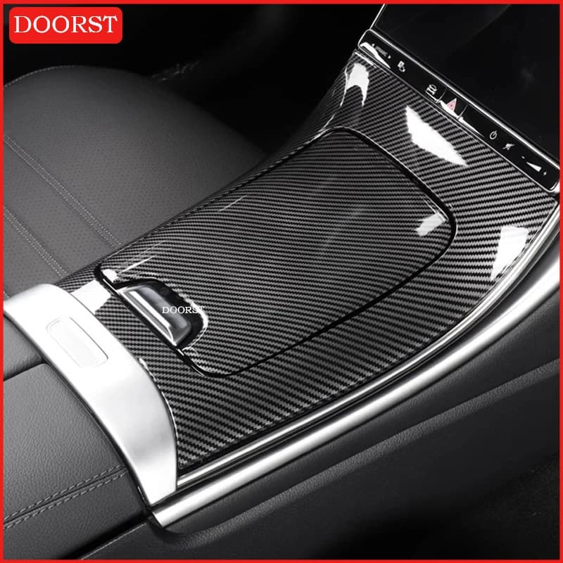 Car Center Console Accessories Modification Carbon Fibre Panel Cover Trim Panel Frame For Mercedes Benz C CLE GLC Class W206X254