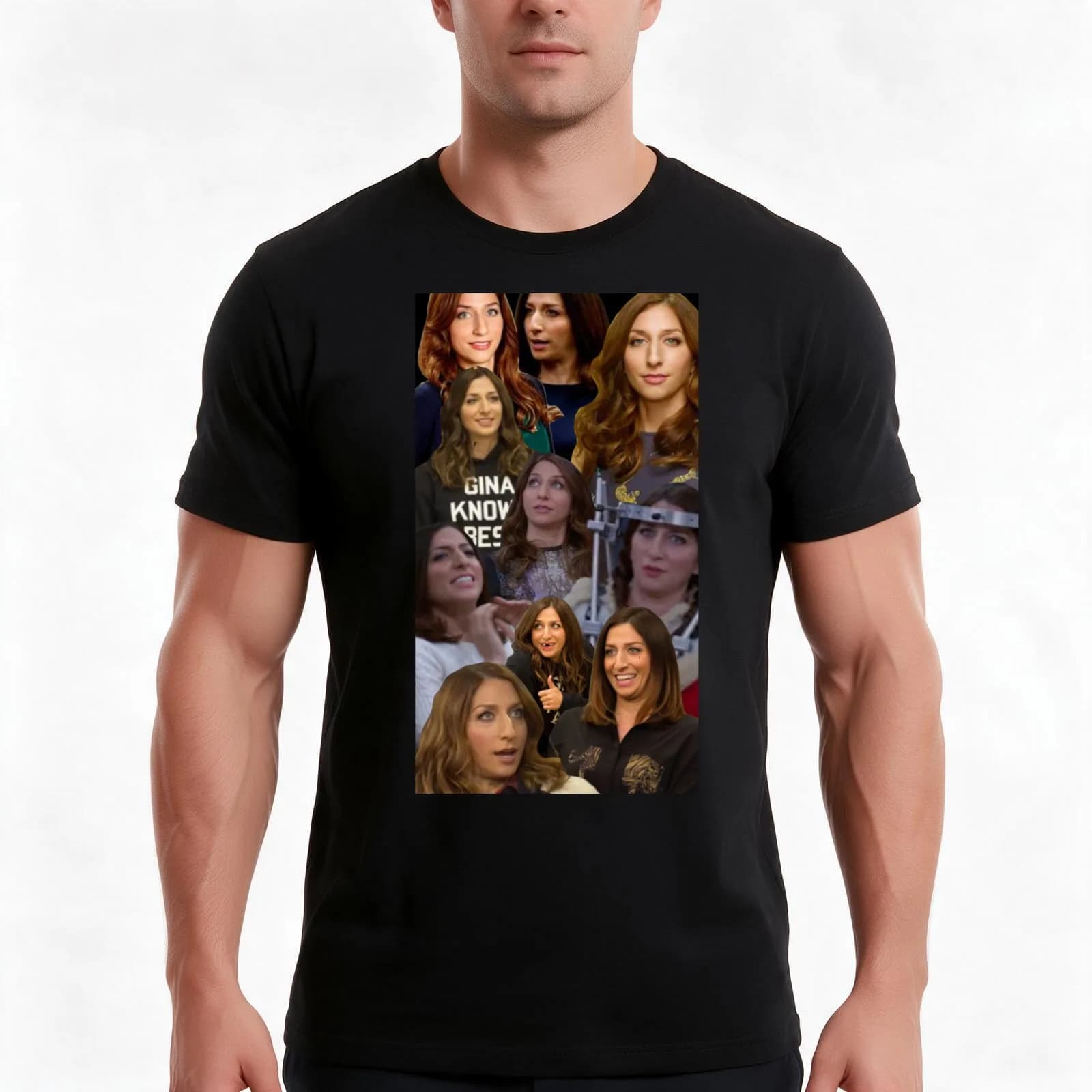 Gina Collage T-Shirt, Summer Casual Cotton Tee, Oversized Streetwear Tops, Vintage Graphic Print, Loose Fit Short Sleeve
