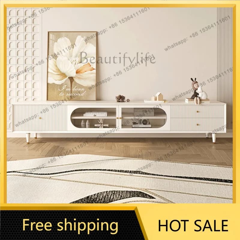 PG household solid wood TV cabinet simple floor cream wind living room special storage storage cabinet integrated