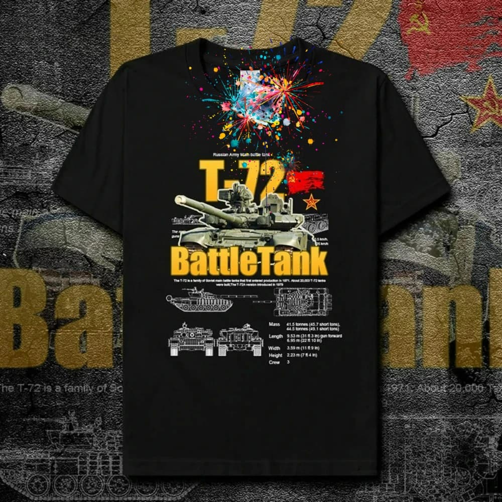 Cold War Military Equipment Soviet Union T72 Main Battle Tank Printed Mens T-Shirt Summer Cotton Short Sleeve O-Neck T Shirt New