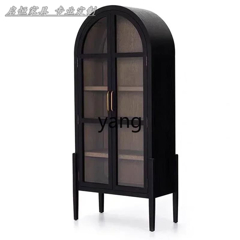 CX solid wood arched bookcase French retro wine cabinet side cabinet