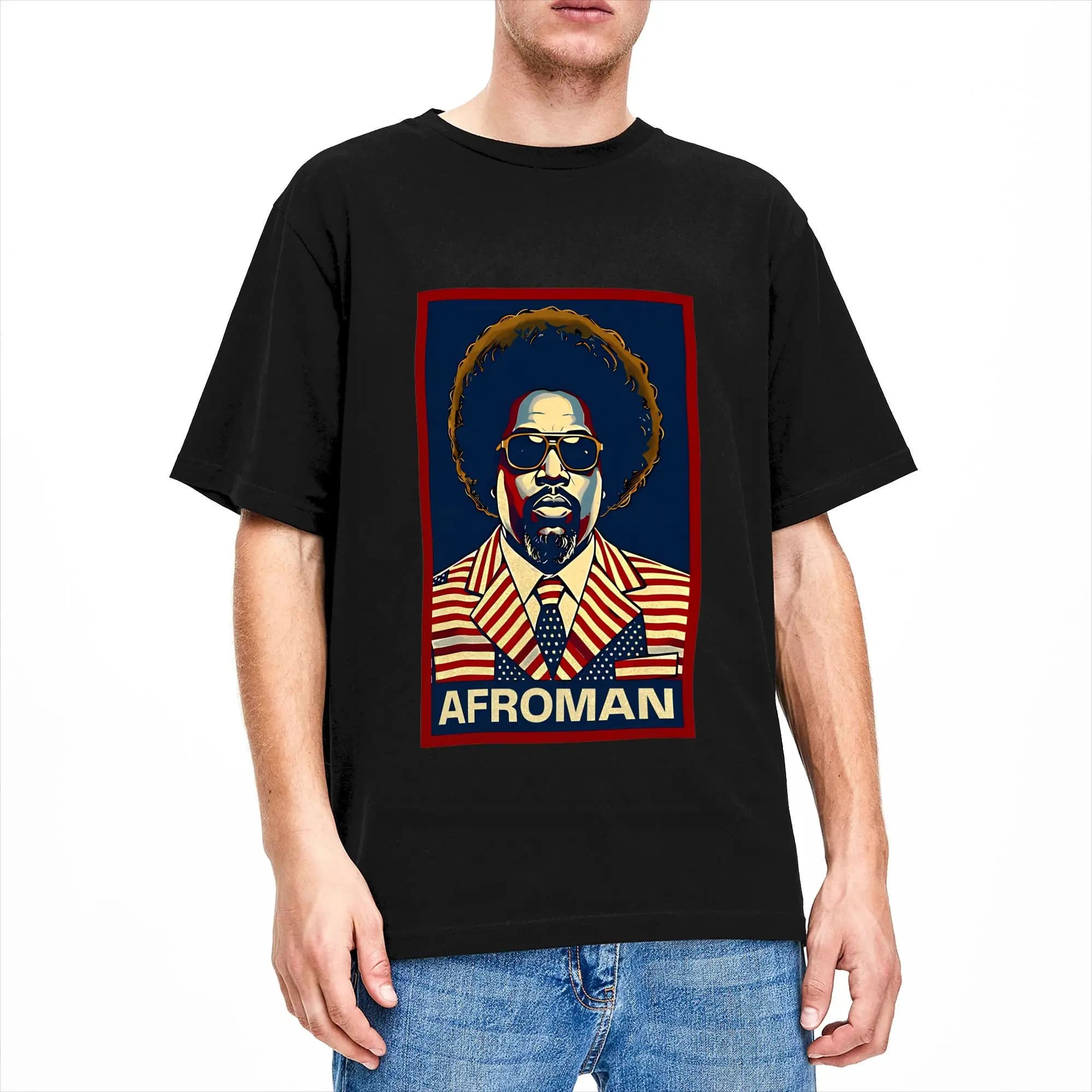 Afroman Funny Hiphop T Shirts for Men Pure Cotton Humorous T-Shirts Crewneck  Tees Short Sleeve Clothing Adult