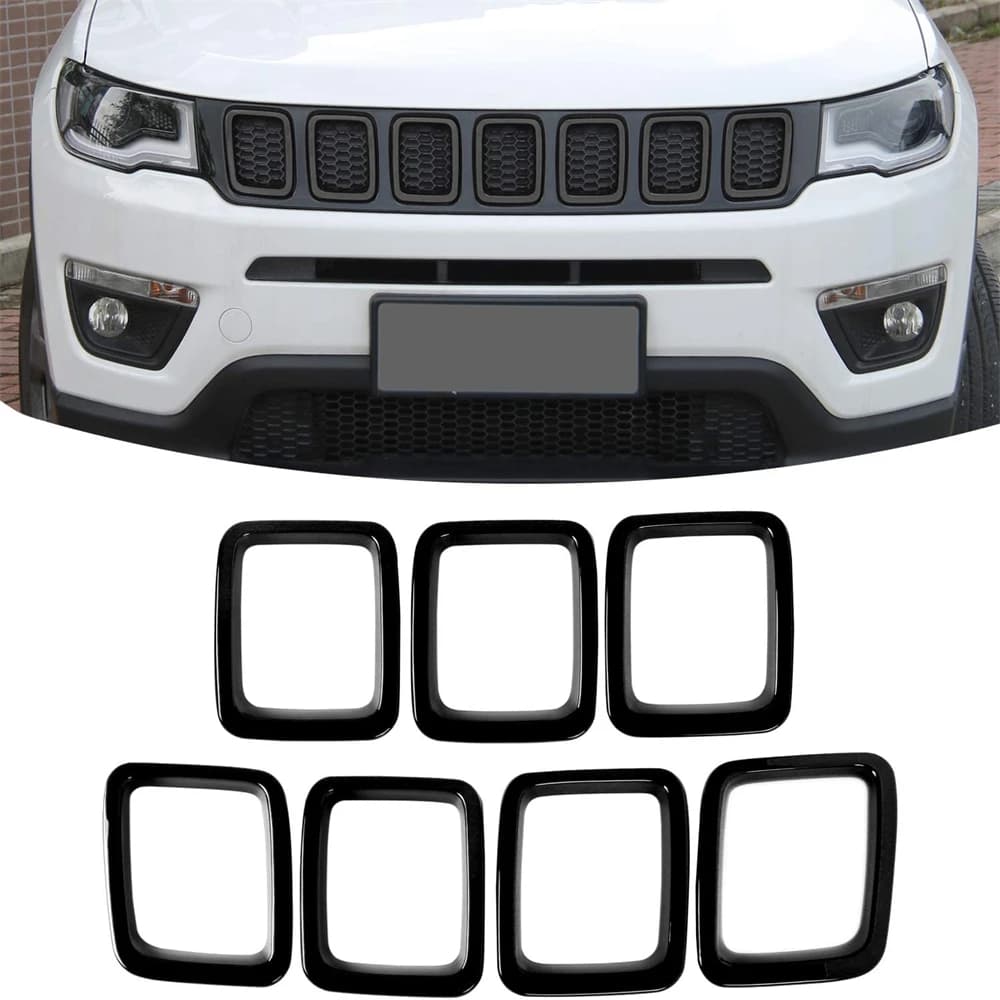 ABS Carbon Fiber Finish Grille Inserts Front Grill Cover Exterior Accessory for Compass MP 2017-2020
