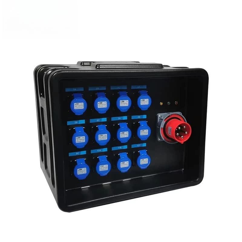 Outdoor Waterproof Power Distribution Box 63A 5PIN Input 12 Road 16A Output Aluminium AC 12 Road 16A Waterproof Output Power
