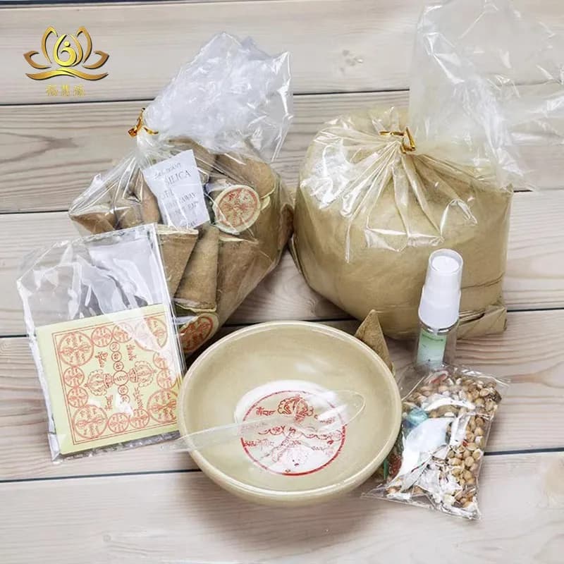 Yagong Feizi La Rong seven-piece set of trays, aromatherapy powder, cone , home-use Tibetan incense