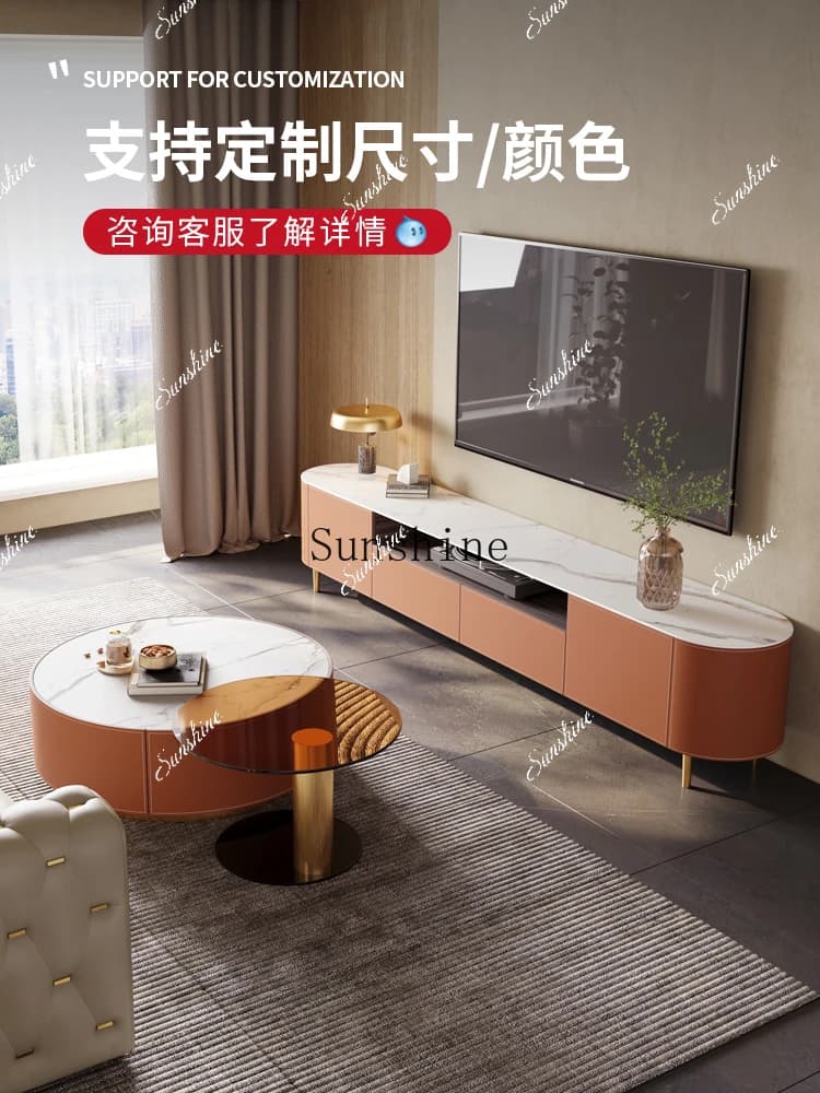 Modern simple coffee table TV cabinet combination small apartment living room  FT