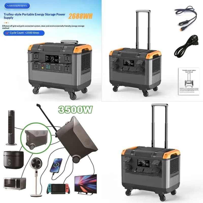 3000W High-Power Lithium Ion Solar Portable Car & Outdoor Emergency Power Supply with 2.5-Hour Fast Charging Home Energy