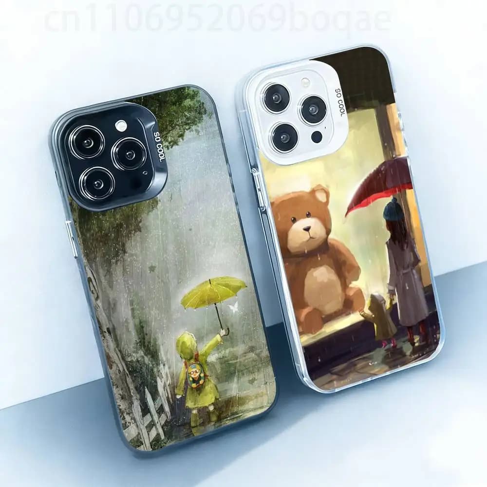 Strolling in the rain  Hard Phone Case for IPhone 17 16 15 14 13 12 11 Pro Max Plus16E X XR XS Max shockproof Full Cover