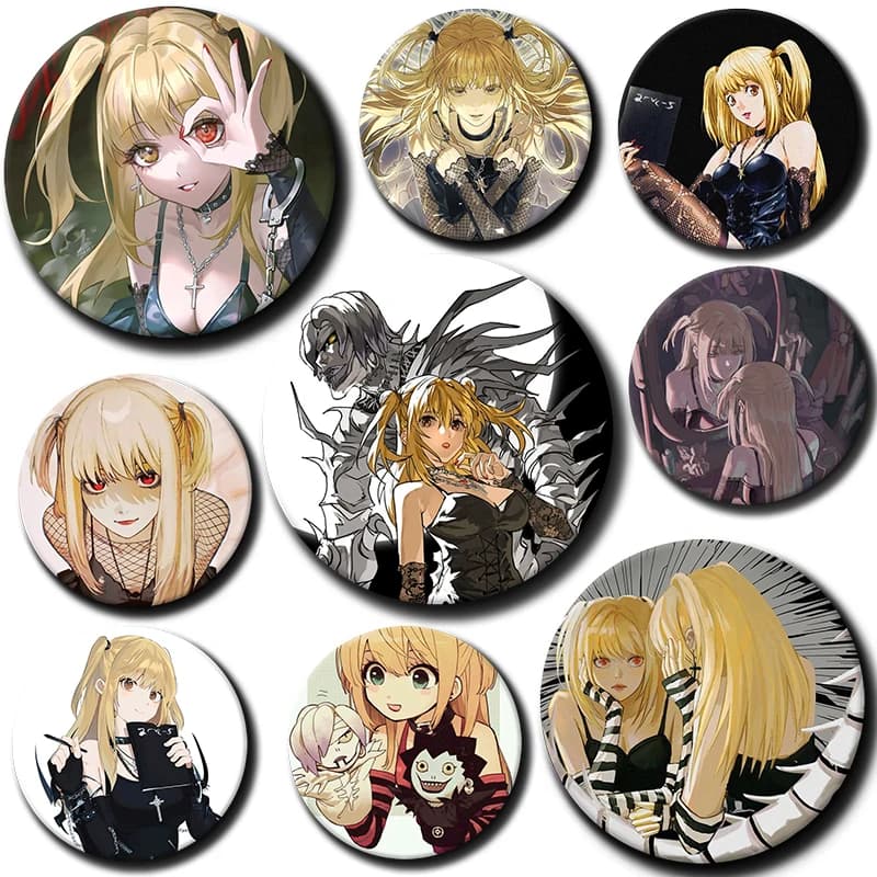 58mm Cartoon Character Misa Amane Button Pin Anime Role Misa Amane Brooch Creative Badge for Backpack Clothes Decoration Gift