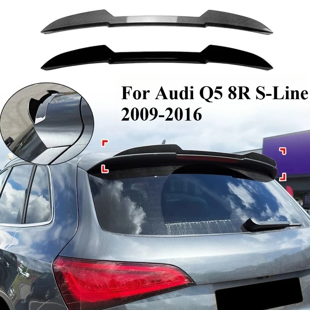 For Audi Q5 8R S-Line 2009-2016 - Gloss Black ABS Roof Spoiler + Rear Wing Set, Aerodynamic Air Deflector, OEM Style Body Kit