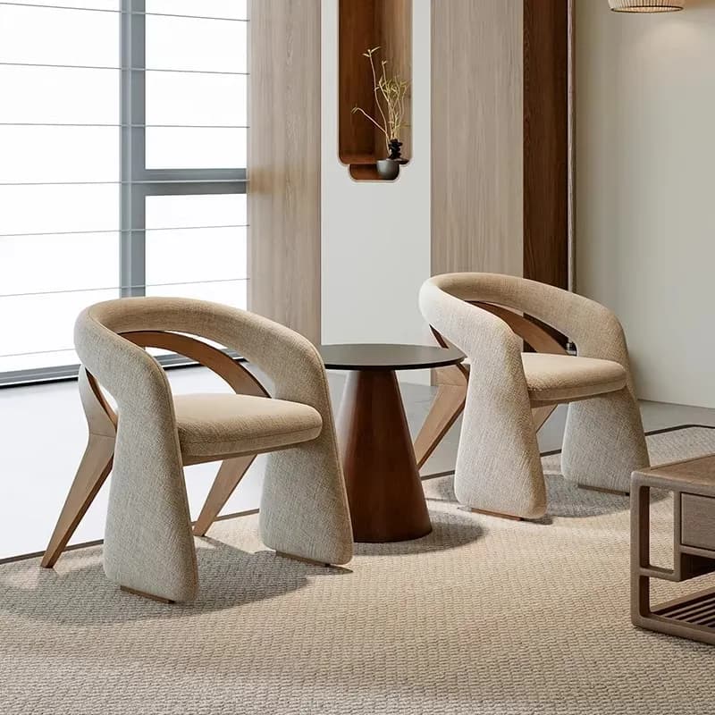 Italian light luxury solid wood reception negotiation table and chair combination designer hotel lobby