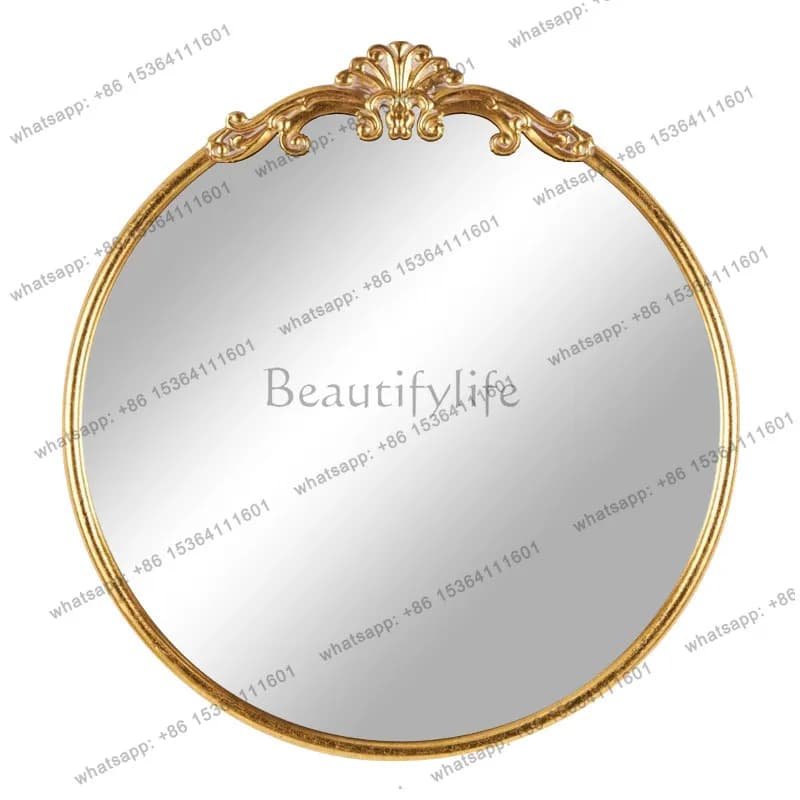 LS French retro round bathroom makeup mirror wall decoration wall hanging toilet washbasin mirror