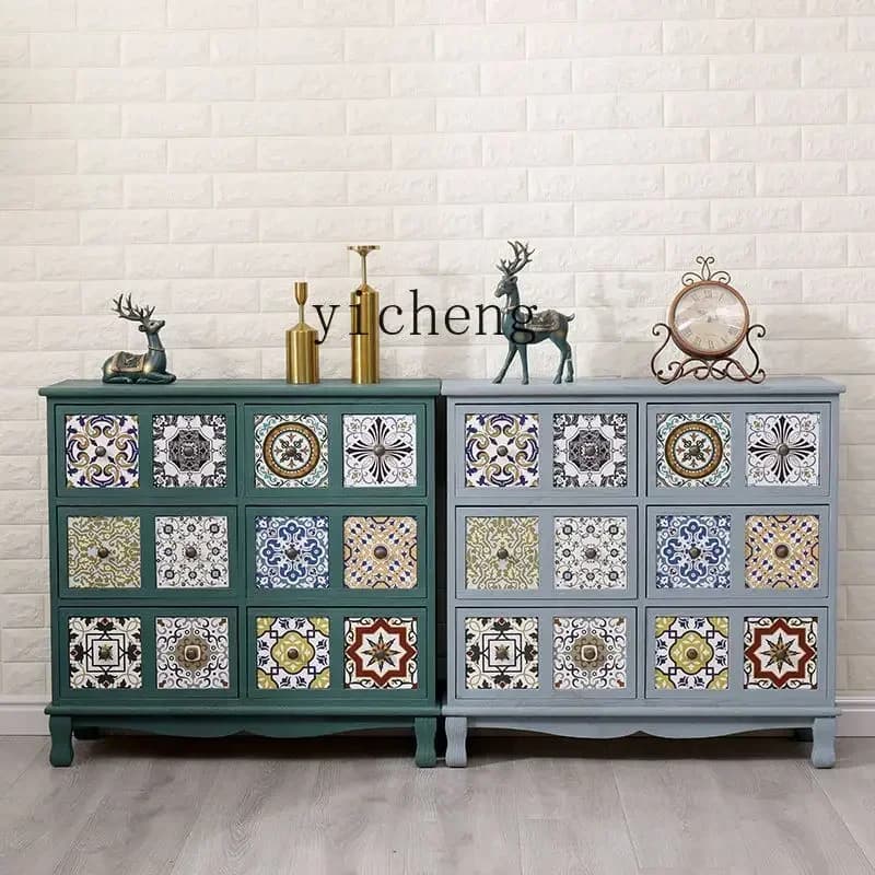 ii10.9-Painted Chest of Drawers Living Room Solid Wood Drawer Style Storage Cabinet Complete Multi-Layer Storage Cabinet