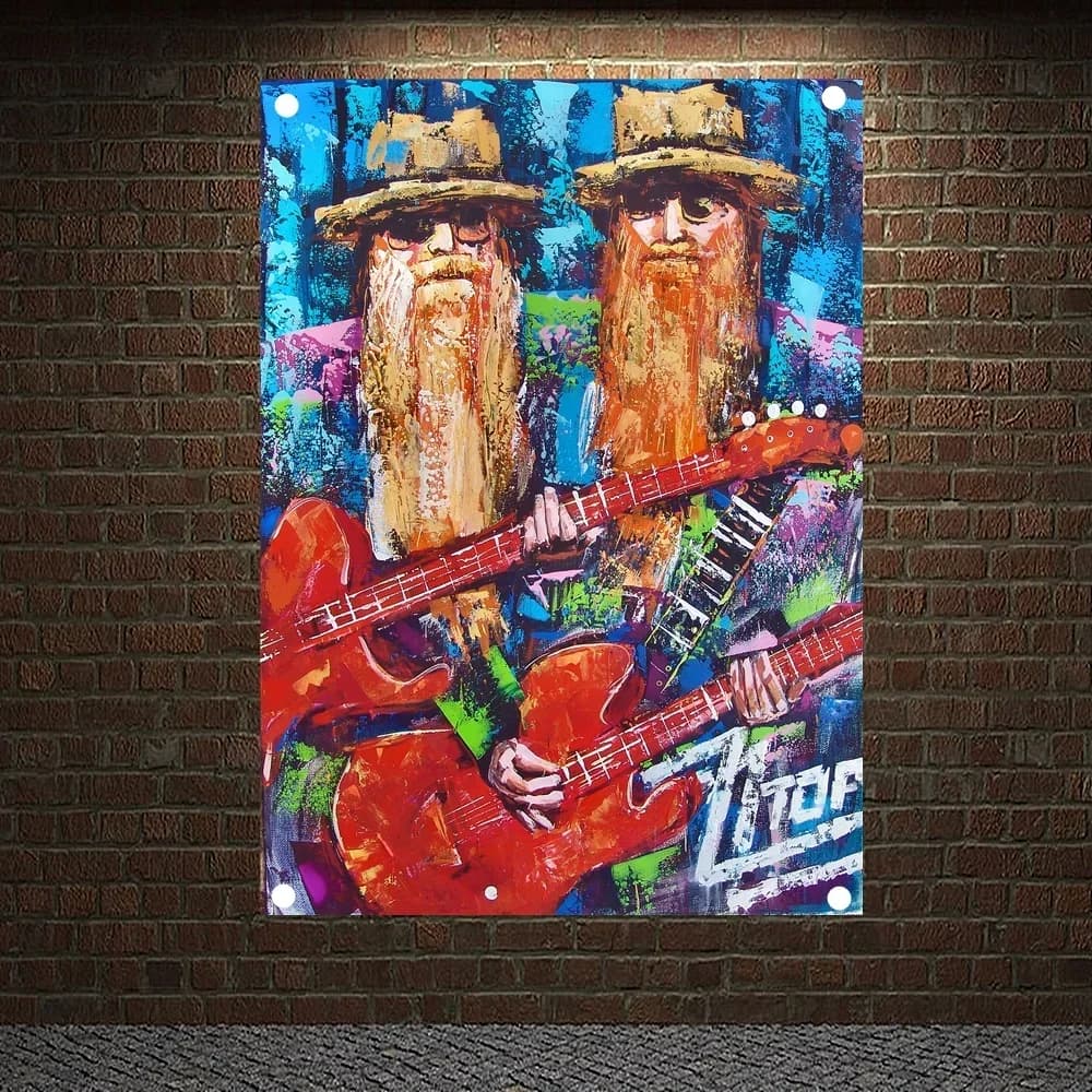 Metal Music Stickers Rock Hip Hop Reggae Poster Four Holes Banners Wall Flags Tapestry Cloth Art Bar Cafe Hotel Decor L1
