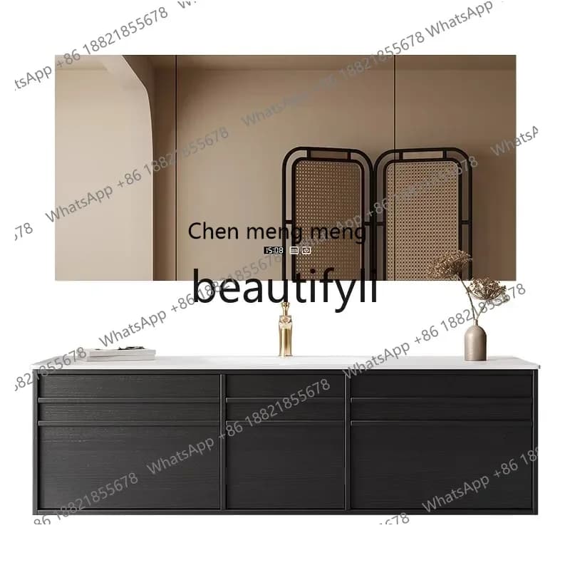 C Medieval style bathroom cabinet combination French rock slab hot bending integrated basin hand washbasin washstand