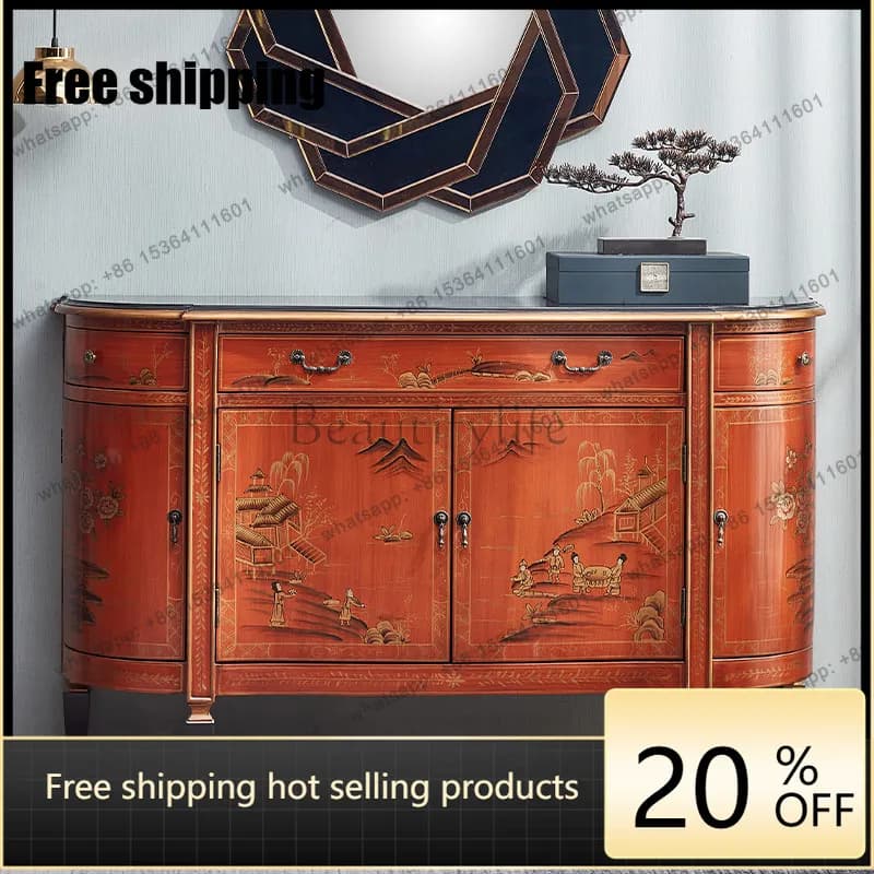 LD25 new Chinese-style entrance cabinet light luxury painted semicircular living room dining side cabinet