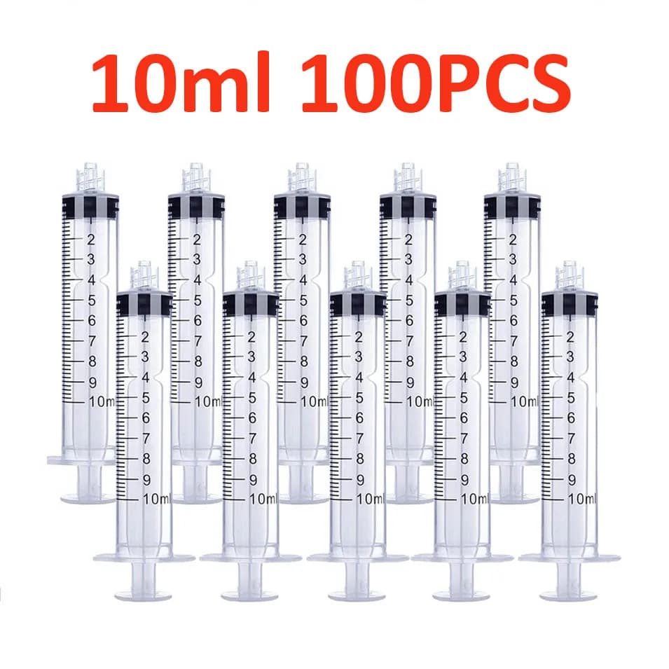 100Pcs 10ml Sterile Luer Lock Syringe Individually Packed Dispenser Tool For Measuring Nutrient Hydroponics, Lab Use