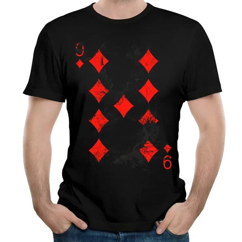 Funny Retro Poker Nine of Diamonds Playing Card T-Shirt 100% Cotton O-Neck Short Sleeve Summer Casual Mens T-shirt Streetwear