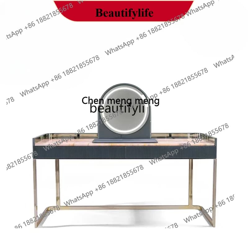 X  Italian Mild Luxury Marble Dressing Table Home Bedroom Modern Minimalist Makeup Table