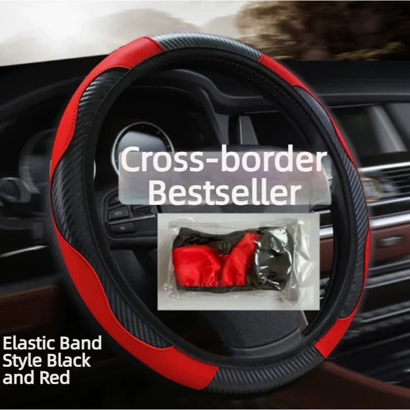 Funda para Volante de Coche, Transpirable, Antideslizante, de Cuero PU, Apta para Volantes de 37-38.5cm, Decoración para Auto, F