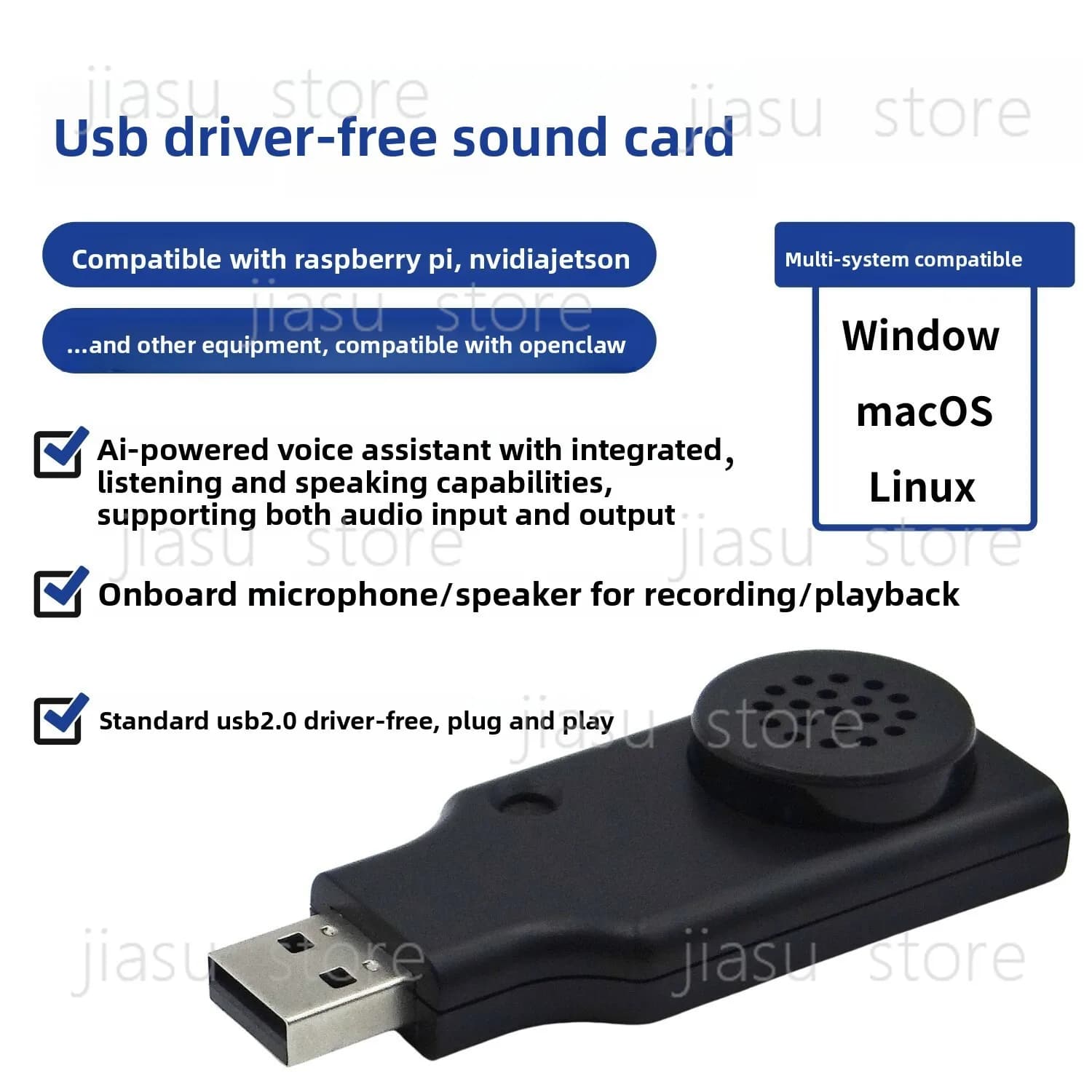 USB Plug Play Sound Card Speaker Module Voice Playback Unit for Raspberry Pi Jetson Orin OpenClaw