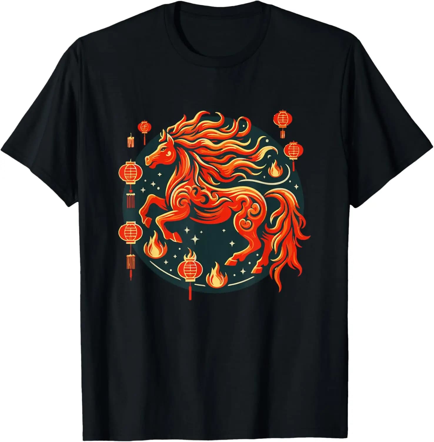 New Style Year of Horse 2026 Lunar New Year Chinese 2026 T-Shirt High Quality Cotton Crewneck Tops Tee Shirt Shor Streetwear