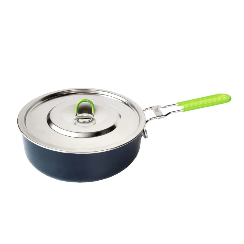 Outdoor Camping Fry Pan Ultralight Grill Frying Pan with Folding Handle Non-stick Cooking Pot for Picnic Hiking Utensils