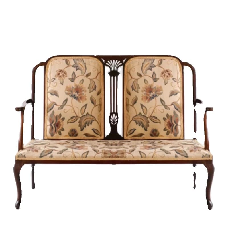 LMM retro solid wood sofa American country carved double sofa medieval furniture