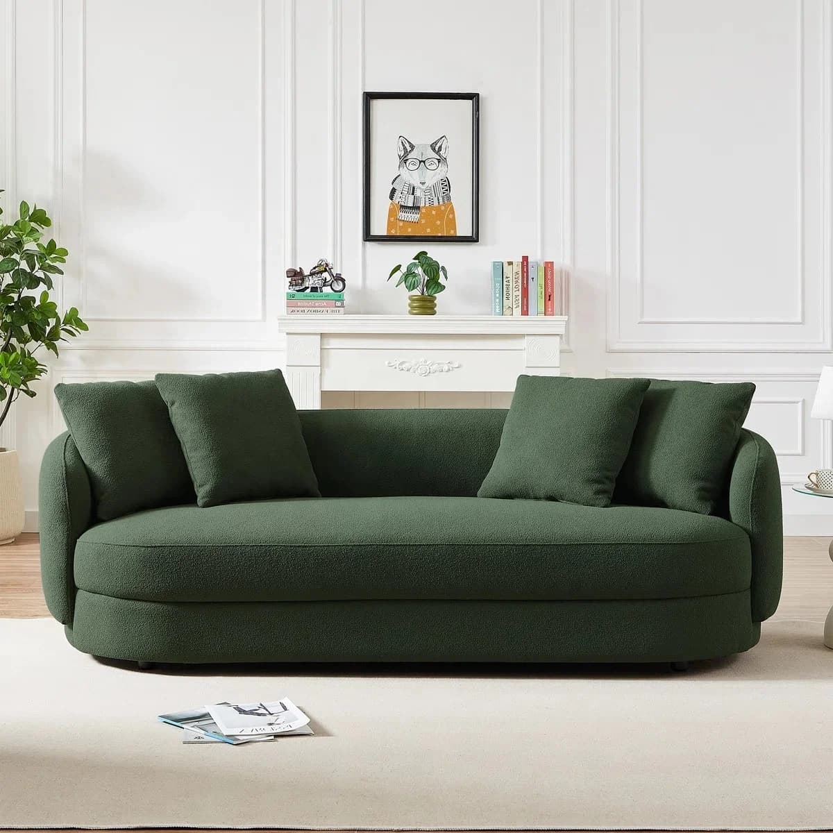 #Nordic Designer Curved Turmeric-colored Lambswool Sofa High Elastic Foam Sponge for Beauty Salon Clothing Store Reception Room