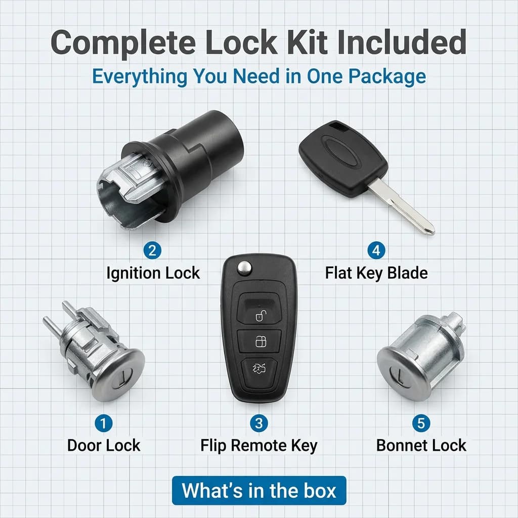 Car Door Ignition Barrel w/ 2keys GK31-V22050-CB For Ford Transit Custom MK8 2015-2020 #2226990 2018106