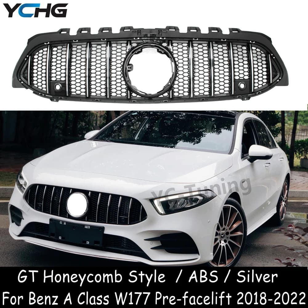 W177 Pre-facelift GT Honeycomb Front Bumper Grille Mesh for Mercedes Benz A Class V177 A160 A180 A200 A250 Grille 2018-2022