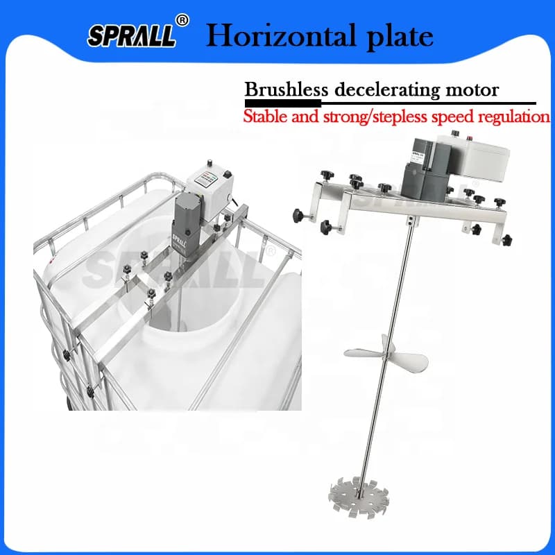 【HOT】SPRALL New 1000L IBC Horizontal Adjustable Plate Agitator Mixer Electric Motor High Power Mixing Tank