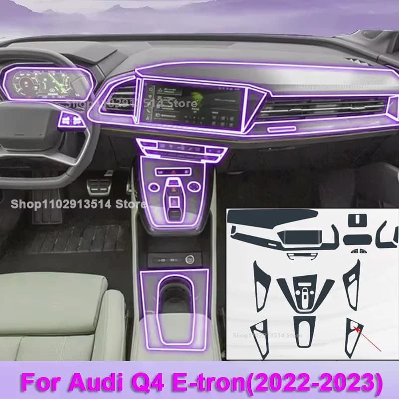 Car Interior Protective Film For Audi Q4 E-tron 2022-2023 Dashboard Center Console Screen Protector Cover Anti-Scratch Sticker