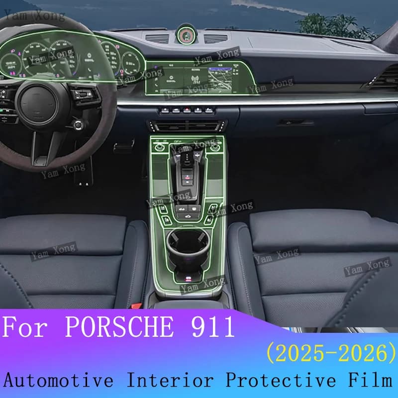 For Porsche 911 2025 2026 interior Film suit Navigation screen Protection Sticker Gear Panel TPU Transparent Anti-scratch Films