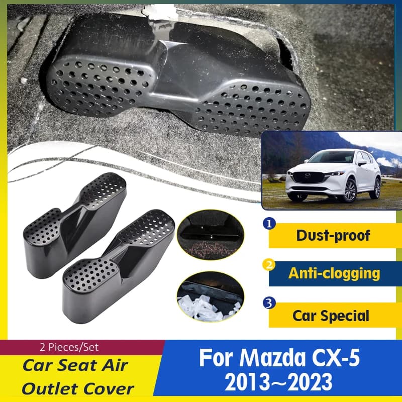 Car Air Outlet Covers For Mazda CX-5 CX5 CX 5 KE KF 2013~2023 ABS Under Seat Conditioner Vents Protection 2PCS Auto Accessories