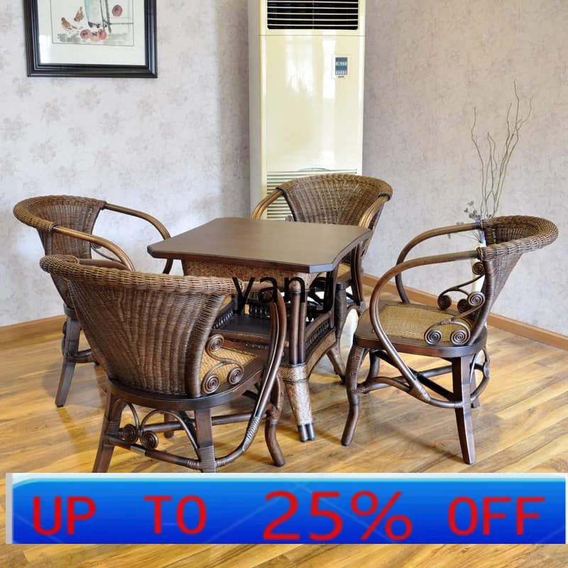CX  Chinese dining table Solid wood rattan household small apartment dining table