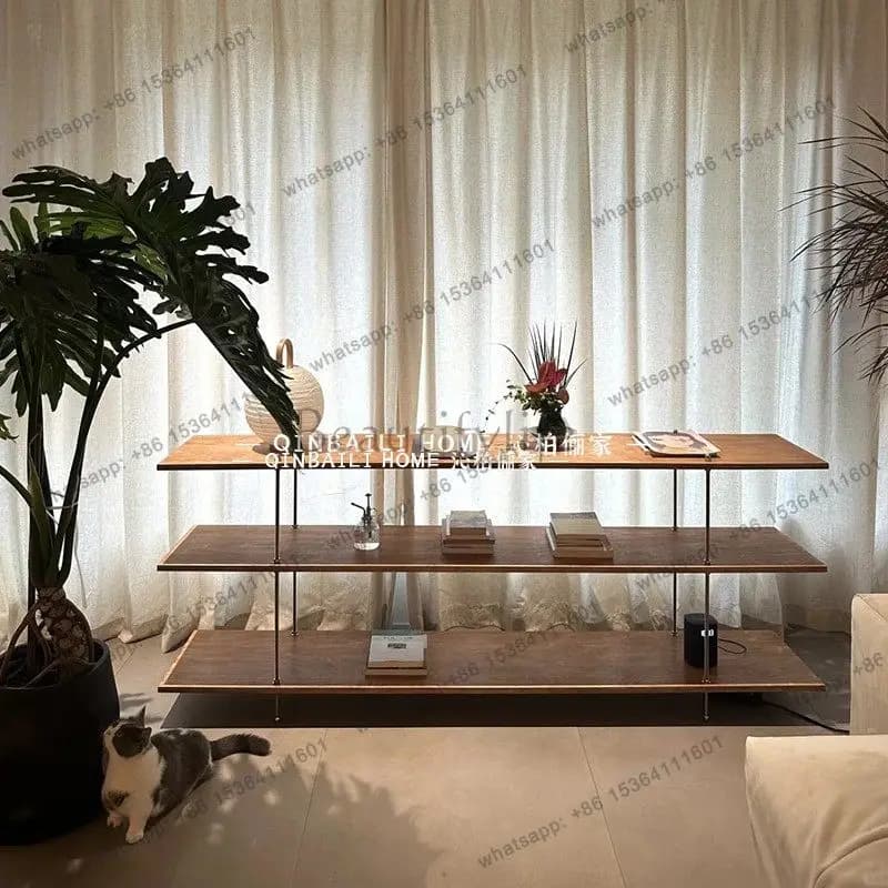 Nordic multi-layer floor-to-ceiling multi-functional storage rack against the wall living room