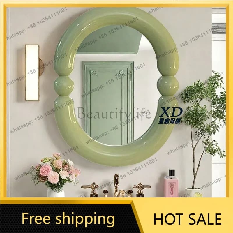 PG cream wind smart bathroom mirror irregular bathroom led smart home premium vanity mirror